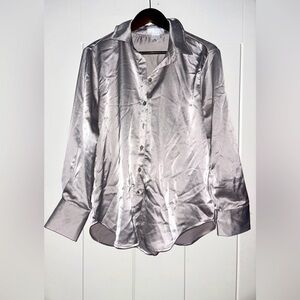 LIFE Silk Button Down Long Sleeve‎ Blouse Women L Formal Business Office Work